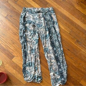 Gypsies & Moondust Green and Cream Wide Leg Pants